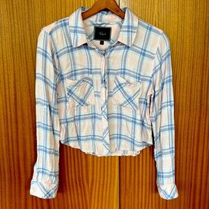 Rails pink and blue plaid button down shirt